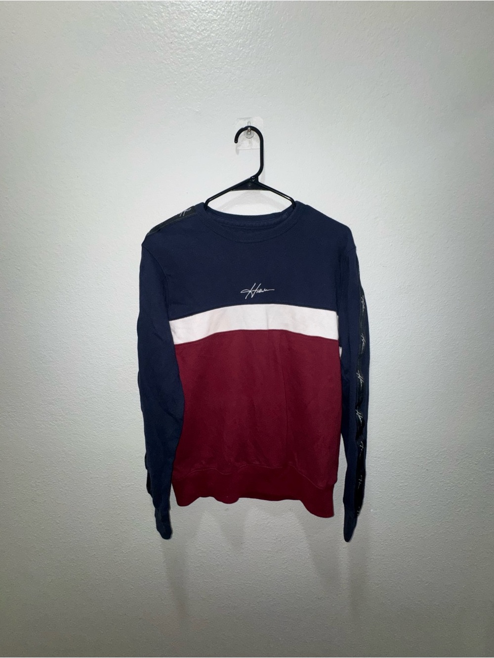 Hollister Navy, White & Burgundy Crewneck Sweatshirt - Read Description